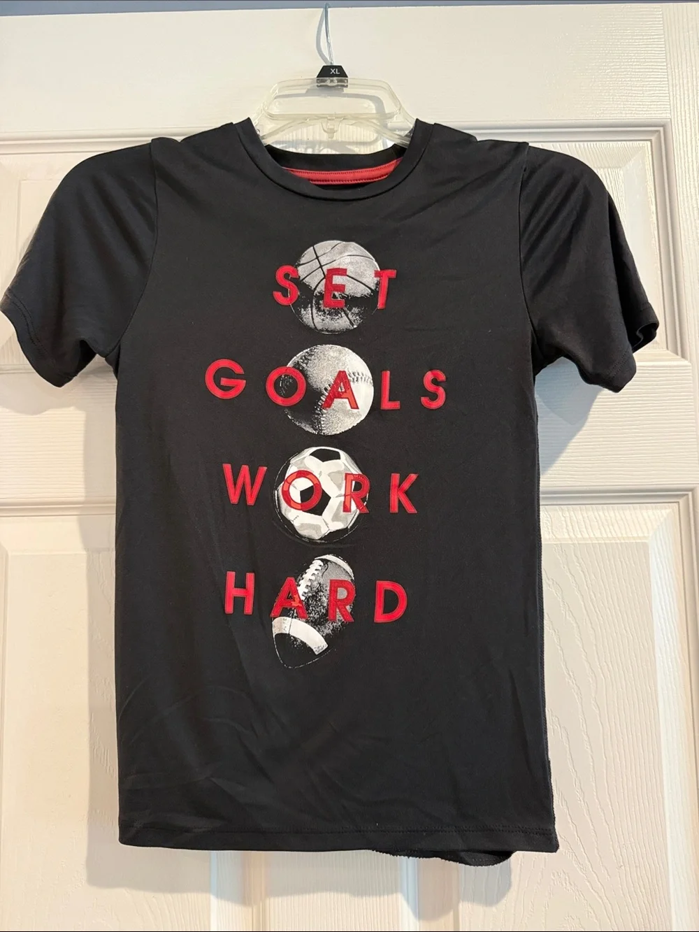 Champion Black Short Sleeve Tee with Red Graphic